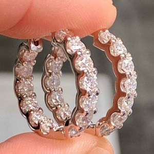 3 Carat Diamond Moissanite Indide Outside Hoop Earrings